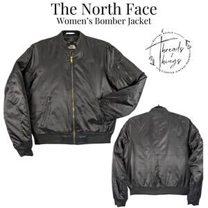 North Face Bomber Jacket Women S Black Athleisure Preppy Stylish Cozy Outerwear‎